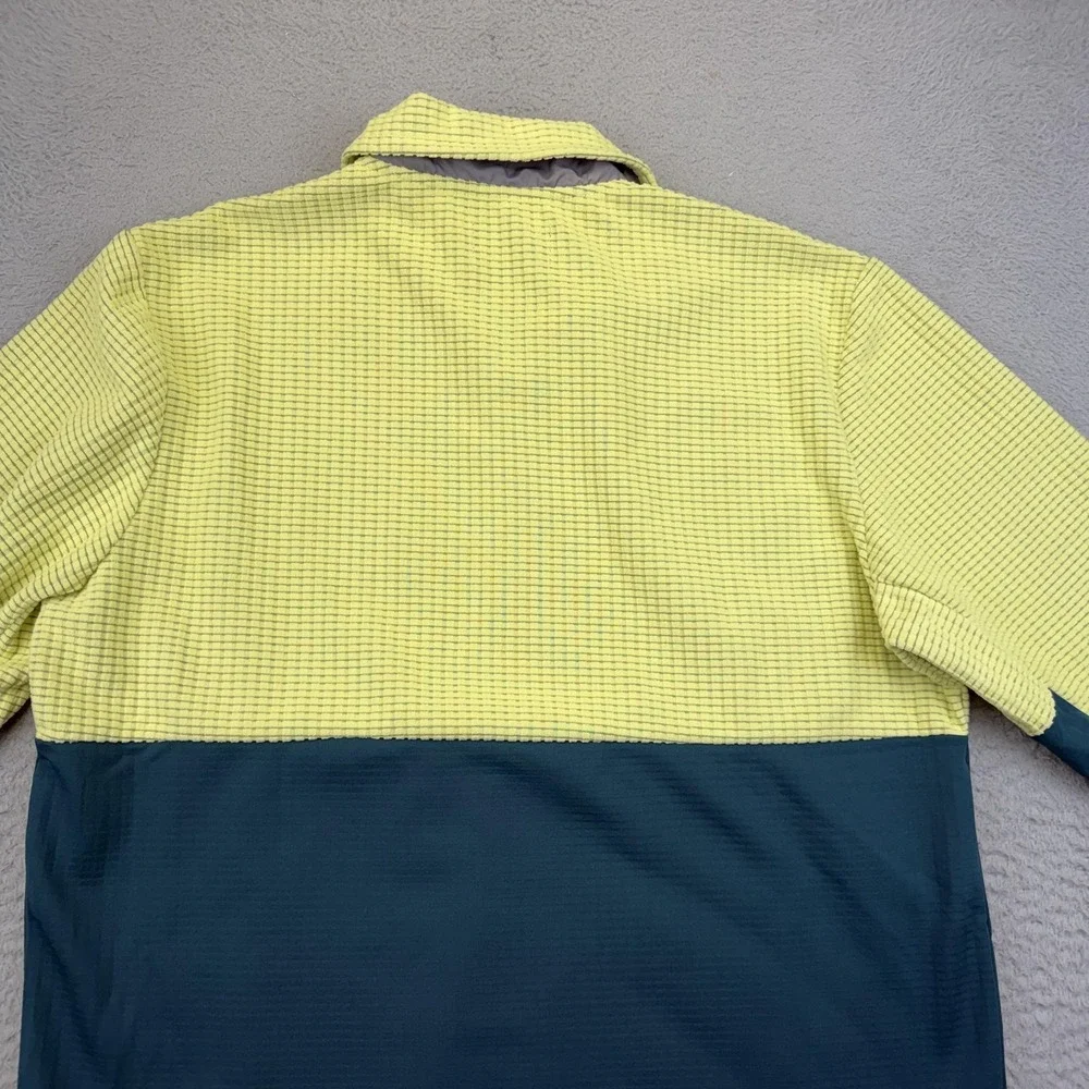 Reel Life Pullover Mens Medium Green Sunny Lime Grid Fleece‎ Quarter Zip Top